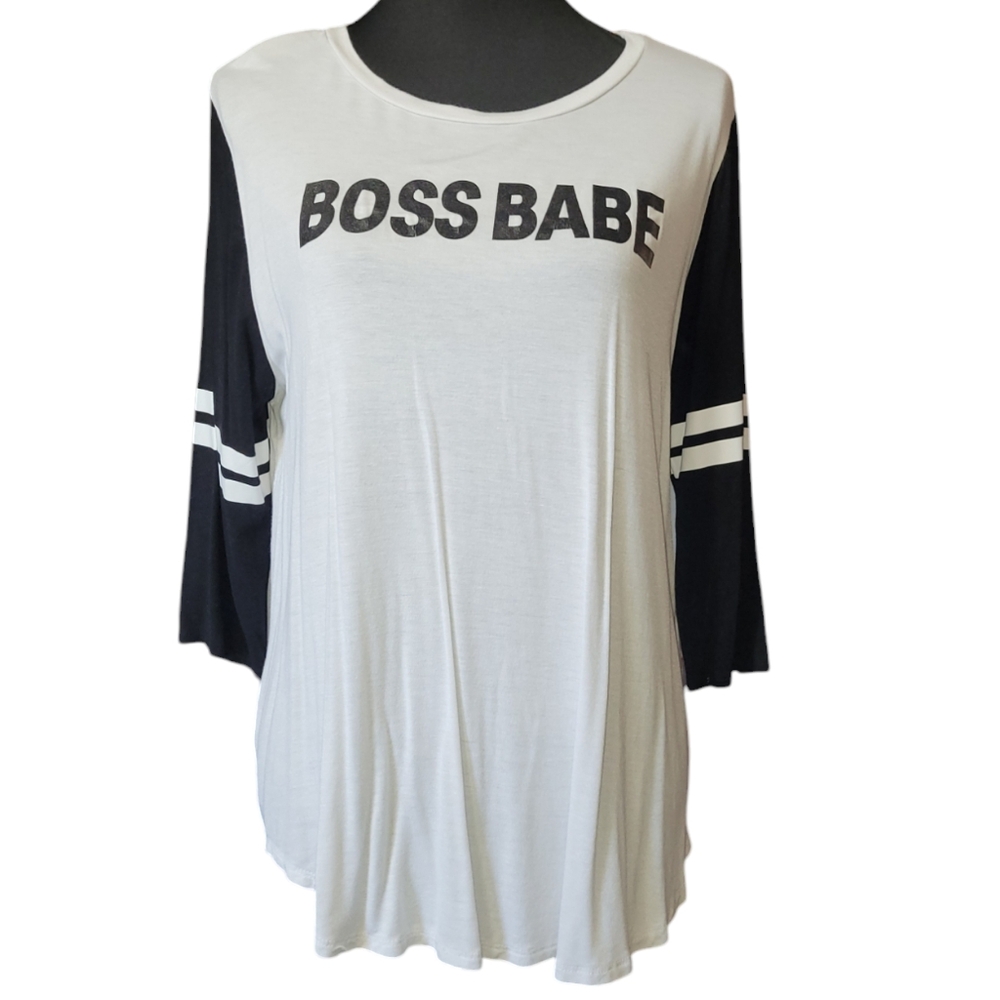 Hippie Chic USA raglan baseball style graphic tunic tee Size 1X